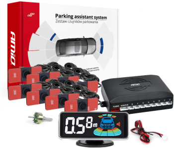 Set 8 senzori parcare interni fata-spate cu unitate de comanda si display culoare Neagra 