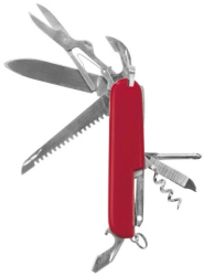 Cutit de buzunar multifunctional Fackelmann Nirosta 48194 9 cm 10 functii Inox Rosu