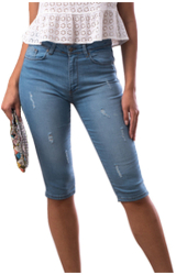 Jeansi dama Harry tip bermude bumbac albastru 32 