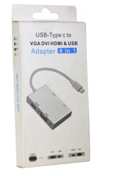Adaptor Nelbo hub statie andocare tip C - VGA DVI HDMI si USB 3.0 4 IN 1 4K docking station carcasa metalica 