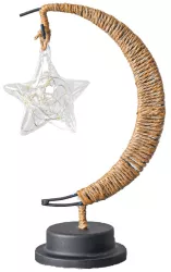 Lampa veghe Flippy semi-luna cu stea din sticla led 28x15 cm alb cald 