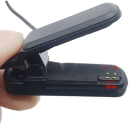 Cablu de incarcare cu clip 2 pini la distanta de 3 mm compatibil cu Smartwatch T500/X7/T55/T5S/S6/S7 Negru 