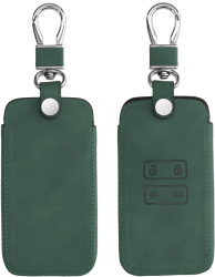 Husa Cheie Auto pentru Renault / Dacia - 4 Butoane - Keyless Go kwmobile Piele nabuc Verde 48564.80 