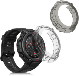Set 2 Huse pentru Huami Amazfit T-Rex/Amazfit T-Rex Pro Kwmobile Negru/Transparent Silicon 58459.02 