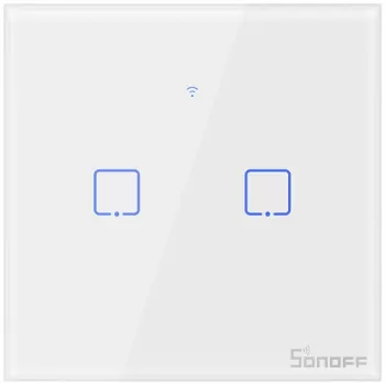 Intrerupator Smart cu Touch Wifi + RF 433 Sonoff T1 EU TX 2 canale 
