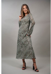 ROCHIE LUNGA CU MANECI ANIMAL PRINT VIVACE NEALLY M Verde