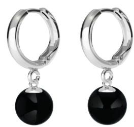 Cercei Argint Tip Creole cu Pietre Semipretioase Naturale de Onix de 8 mm Kaskadda