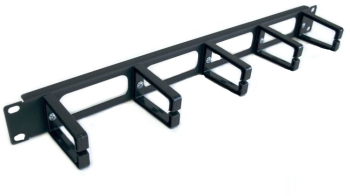 Organizator de cabluri Braun Group cu 5 inele de plastic 68mm pentru montare in cabinete 19/1U suport metalic. 