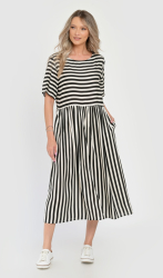Rochie Lunga Dama V285 cu Dungi Suprapuse L 