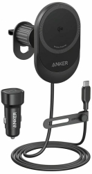 Incarcator auto wireless Anker MagGo 15W 360, pentru iPhone 14/15, (cablu si adaptor inclus) Negru 