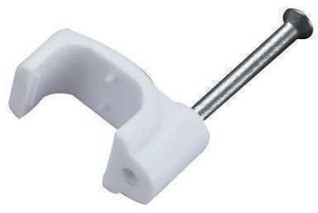 Cleme clips fixare cablu patrat plastic cu cui 5mm alb 100buc Well 