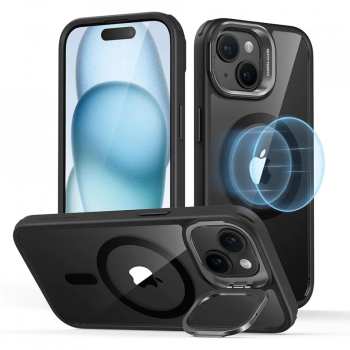 Husa pentru iPhone 15 - ESR Classic Hybrid HaloLock Kickstand - Clear Black 