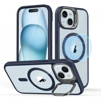 Husa pentru iPhone 15 - ESR Classic Hybrid HaloLock Kickstand - Clear Dark Blue 