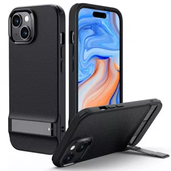 Husa pentru iPhone 15 Plus - ESR Air Shield Boost Kickstand - Translucent Black 