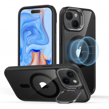 Husa pentru iPhone 15 Plus - ESR Classic Hybrid HaloLock Kickstand - Clear Black 