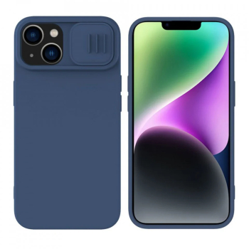 Husa pentru iPhone 15 Plus - Nillkin CamShield Silky MagSafe Silicone - Midnight Blue 