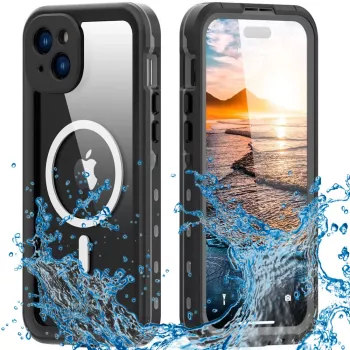 Husa pentru iPhone 15 Plus - ShellBox Waterproof IP68 MagSafe Case - Black 