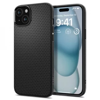 Husa pentru iPhone 15 - Spigen Liquid Air - Matte Black 