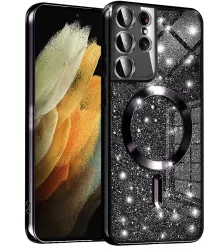 Husa pentru Samsung Galaxy S21 Ultra 5G - Techsuit Luxury Glitter MagSafe - Black 