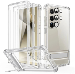 Husa pentru Samsung Galaxy S24 Ultra + Folie - ESR Armor Tough Kickstand HaloLock - Clear 