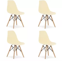 Set 4 scaune stil scandinav Artool Osaka PP lemn crem si natur 46x54x81 cm 