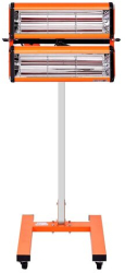 Lampa dubla cu infrarosu stativ pentru uscare vopsea 2200 W suprafata coacere 0.48 mp 4 x roti Cronometru 