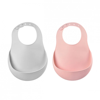 Set 2 Bavete silicon Beaba Old Pink/Light Grey 
