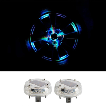 Set 2 capace jante auto LED multicolor incarcare solara 