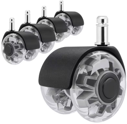 Set 5 roti premium PU tija 11mm pentru scaune de birou si gaming diametru 50 mm gri 