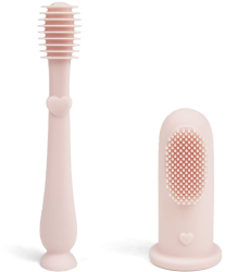 Set periuta de dinti si degetar NippleBaby pentru igiena dentara sau masarea gingiilor inflamate pentru nou nascuti bebelusi si copii cur 