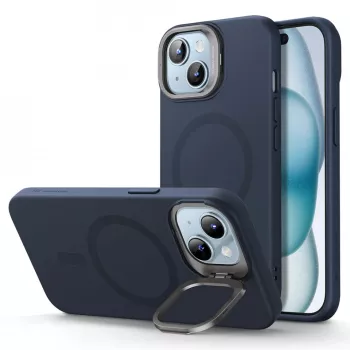 Husa pentru iPhone 15 Plus - ESR Cloud Soft HaloLock Kickstand - Dark Blue 