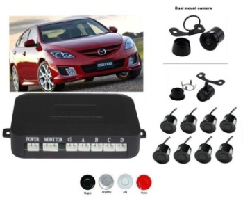 Senzori parcare fata spate cu camera video fata si camera video marsarier fara display S600-8 Alb 