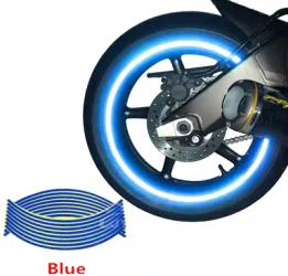 Set 16 Ornamente Reflectorizante Pentru Jante Auto Moto Culoare Albastra 