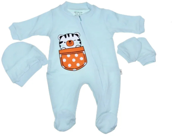 Set 3 piese salopeta cu maneca lunga caciula si manusi Mini Junior SBMJ-1 Verde 