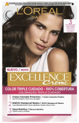 Vopsea de par permanenta cu Pro-Keratina si Ceramide LOreal Paris Excellence 3 Castaniu Inchis 192 ml 
