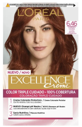 Vopsea de par permanenta cu Pro-Keratina si Ceramide LOreal Paris Excellence 6.46 Blond Aramiu Mahon Inchis 192 ml 