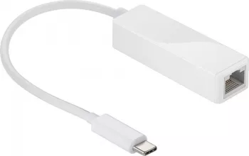 Adaptor retea GIGABIT 10/100/1000MBS RJ45 mama - USB C tata 0.2m alb Goobay 