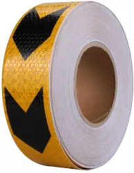 Banda Reflectorizanta Adeziva Tip Fagure - Sageata Negru-Galben Rola 5Cm X 25M 