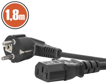 Cablu alimentare 1.8m Stecher tip CEE 7/7 dreptunghiular - soclu IEC C13 3x0.75mm dublu izolat 16A/250V 