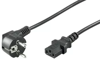 Cablu alimentare PC 15m CEE 7/7 tata 90 la IEC320-C13 mama negru H03VV-F3G 0.75mm cupru 10A 