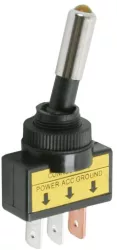 Comutator cu brat 1 circuit 20A 12V OFF-ON cu LED galben cu retinere 