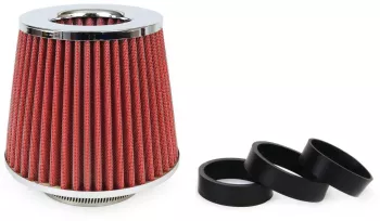 Filtru de aer conic rosu + chrome cu 3 adaptoare