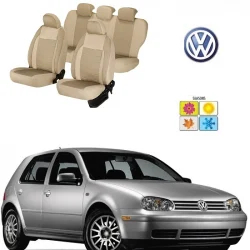Huse scaune dedicate VW GOLF 1998 - 2005 Premium piele si textil Bej