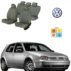 Huse scaune dedicate VW GOLF 1998 - 2005 Premium piele si textil Gri 