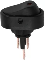 Interupator basculant 1 circuit 12V 20A OFF-ON LED rosu cu retinere 2 pini 