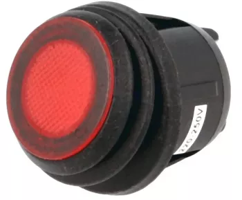 Intrerupator ROCKER DPST Poz 2 OFF-ON cu retinere 20A/12VDC LED rosu IP65 SCI R13-244B8-02-BBR 