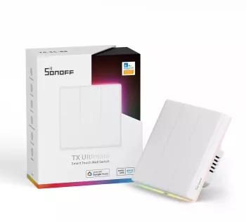 Intrerupator Smart Sonoff T5-3C-86 WiF cu Full Touch 3 canale Lumina LED 15A 3600W 