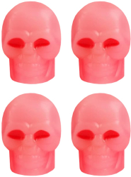 Set 4 Capace Skull Head design de Ventil Fosforescente universale din ABS Rosu 