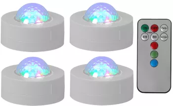 Set 4 Mini ASTRO RGB cu stroboscop si telecomanda 