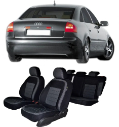 Set huse scaune dedicate AUDI A-6 C5 2002-2004 Premium Bancheta fractionata si husa cotiera 